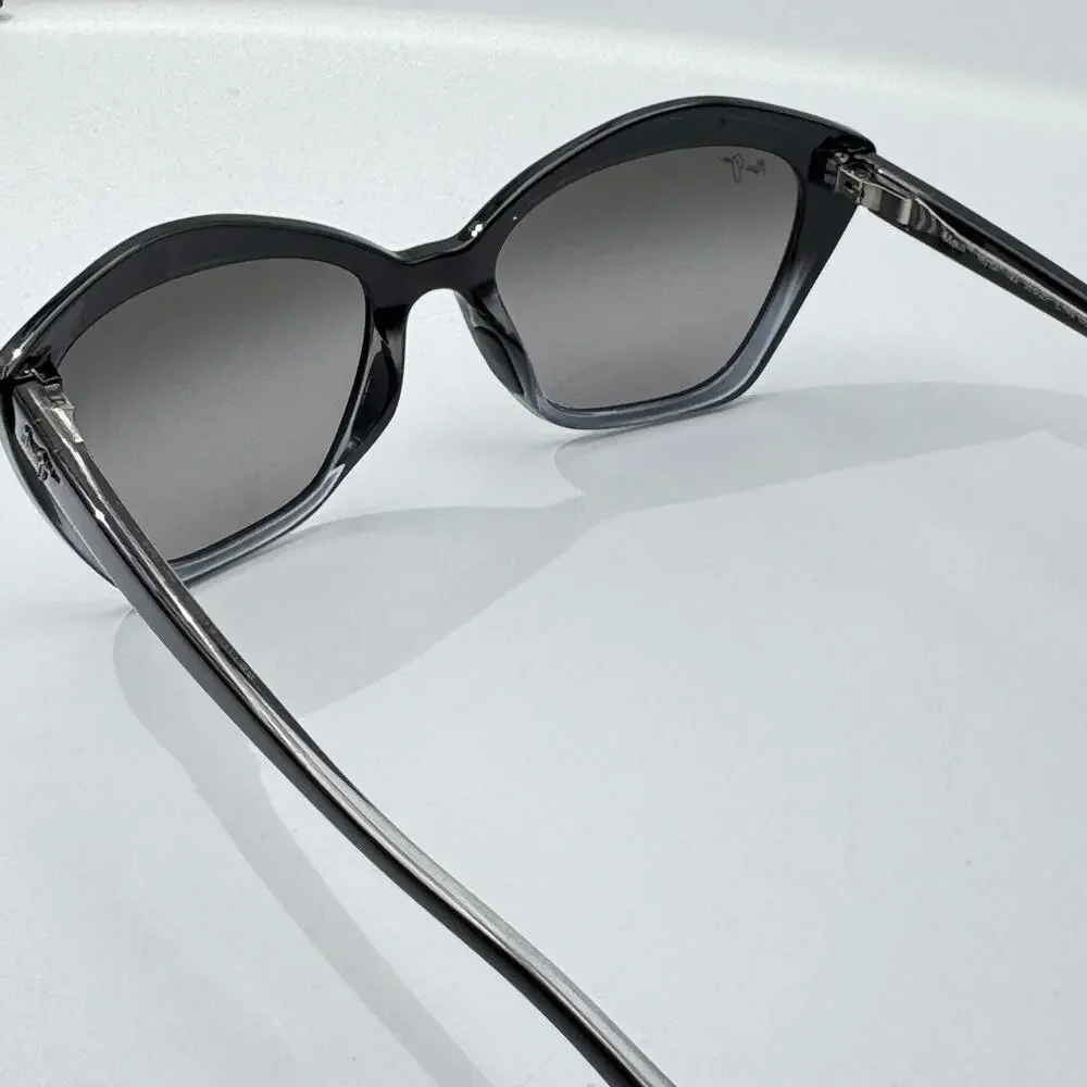 Maui Jim Sunglasses Lotus STG-SG MJ827-02J Black Cat Eye Frame Gray Gradient